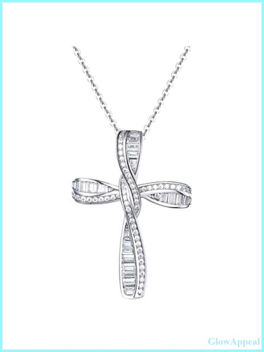 Cross Necklace Sterling Silver 925 White Gold Plated Cubic Zirconia Pendant
